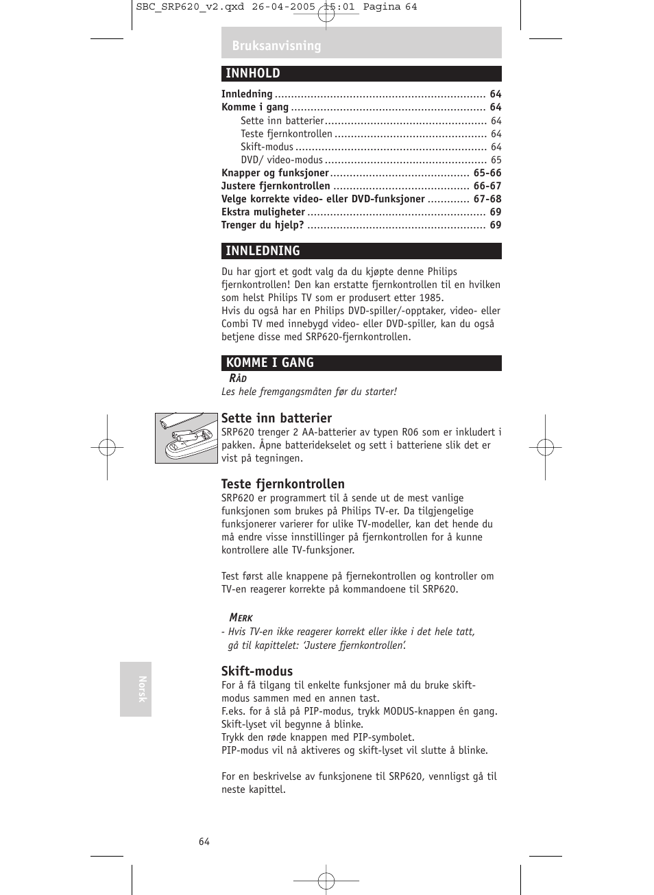 Philips SRP620 User Manual | Page 64 / 76