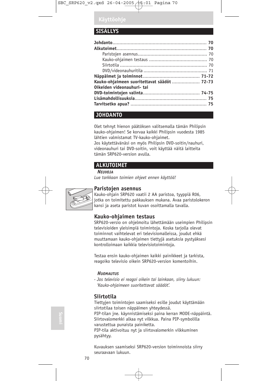 Philips SRP620 User Manual | Page 70 / 76