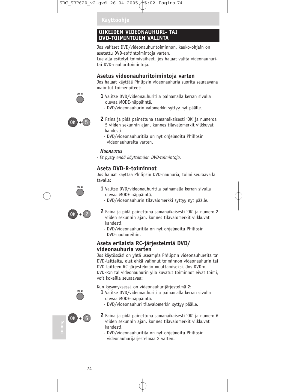 Philips SRP620 User Manual | Page 74 / 76