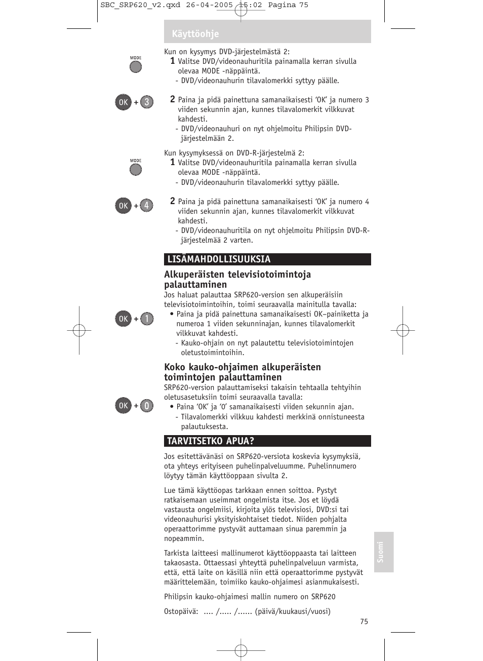 Philips SRP620 User Manual | Page 75 / 76