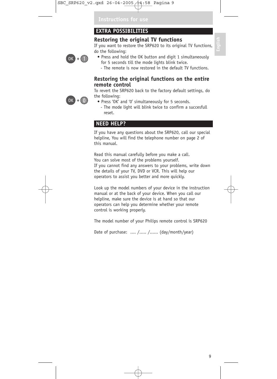 Philips SRP620 User Manual | Page 9 / 76