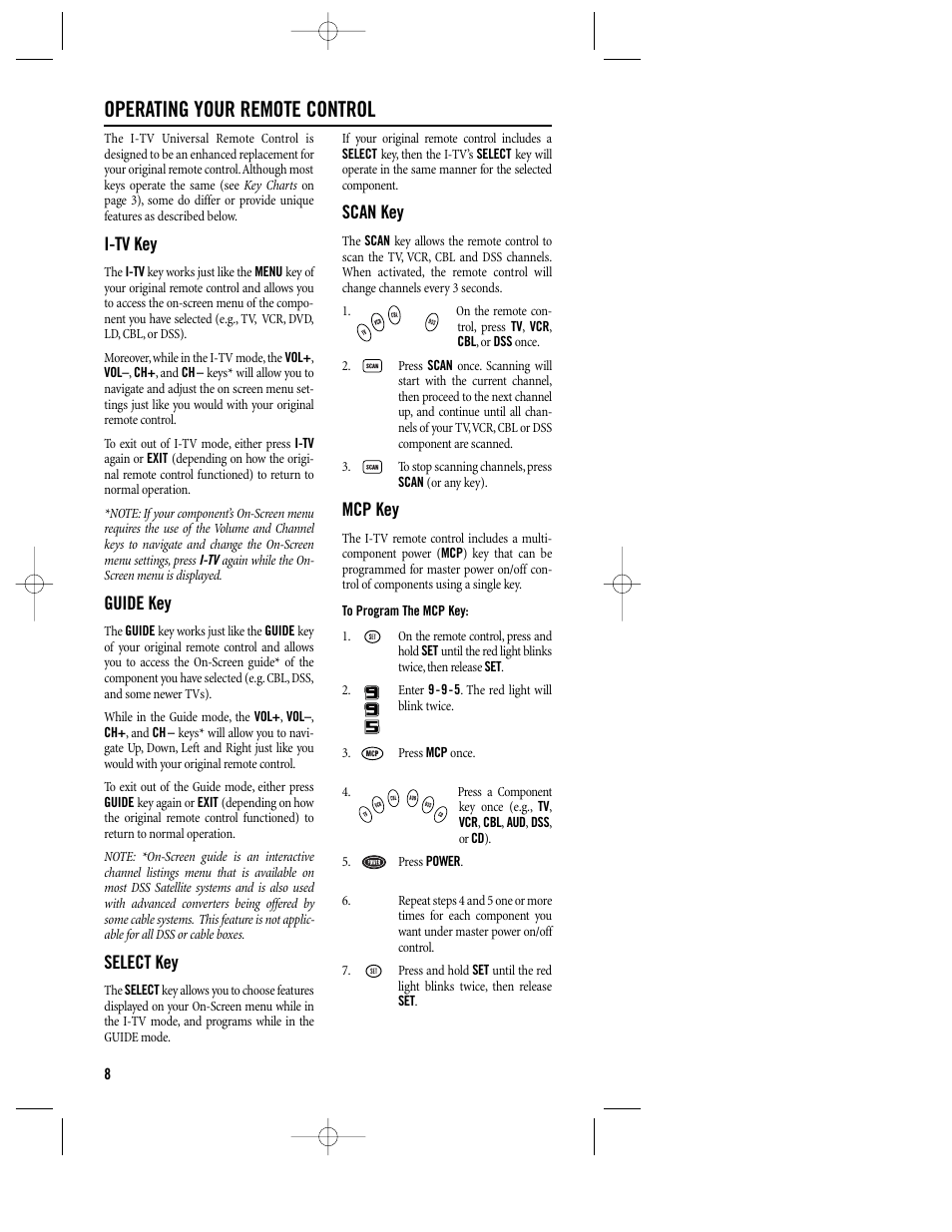 Operating your remote control | Philips REM380 User Manual | Page 8 / 19