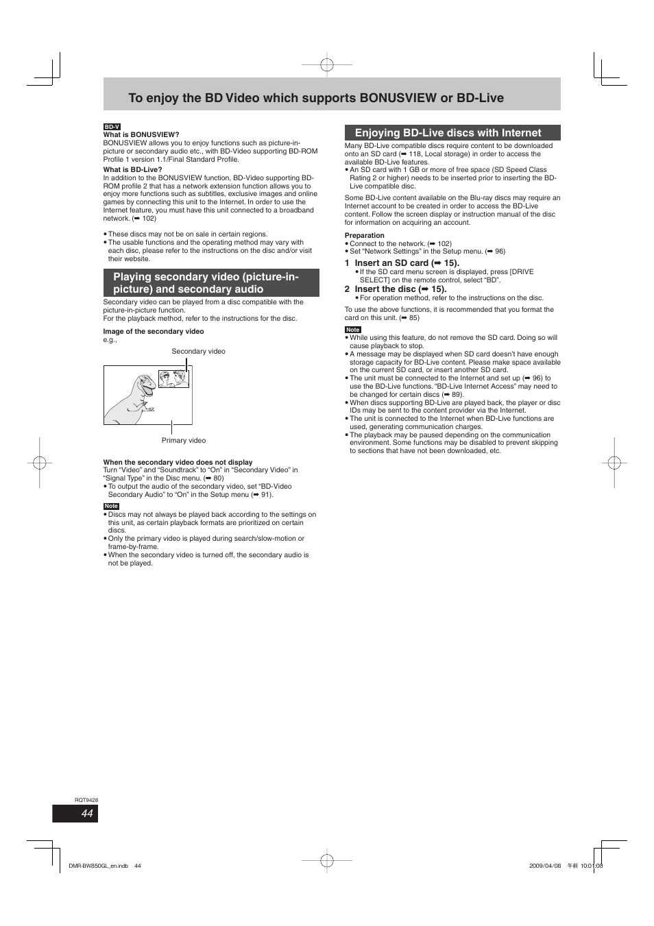 Enjoying bd-live discs with internet | Philips DIGA DMR-BW750 User Manual | Page 44 / 124