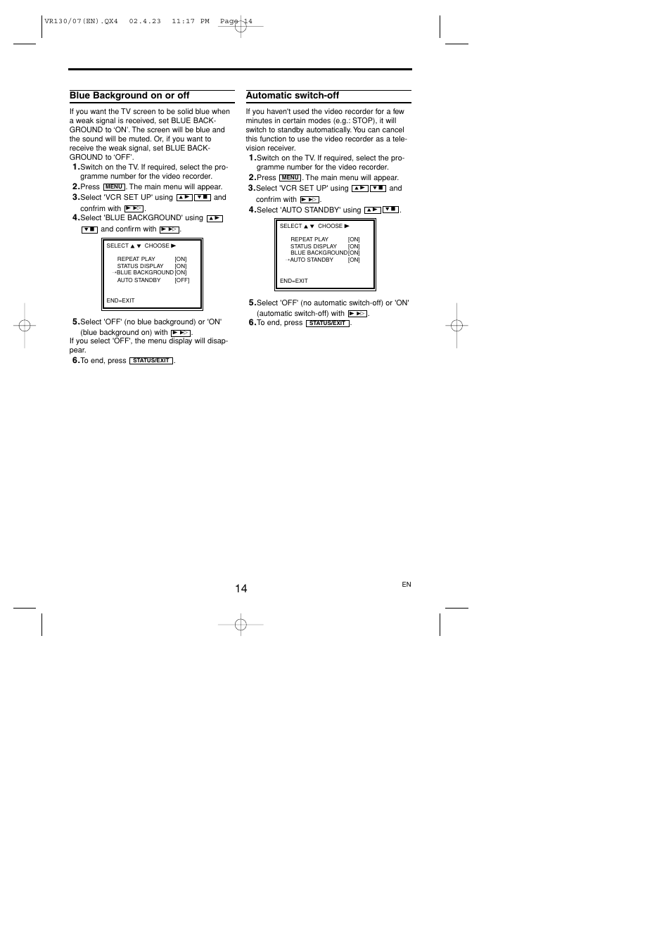 Philips VR130/07 User Manual | Page 14 / 16