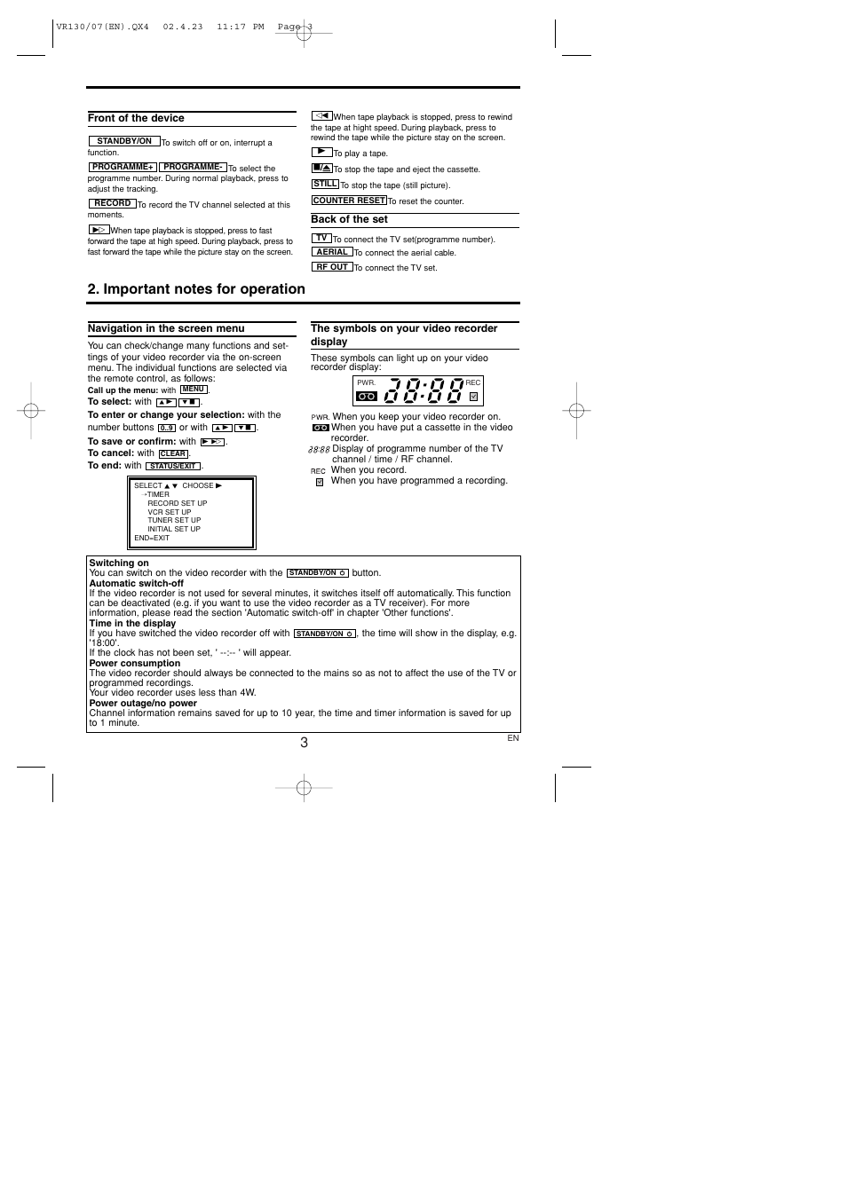 Philips VR130/07 User Manual | Page 3 / 16
