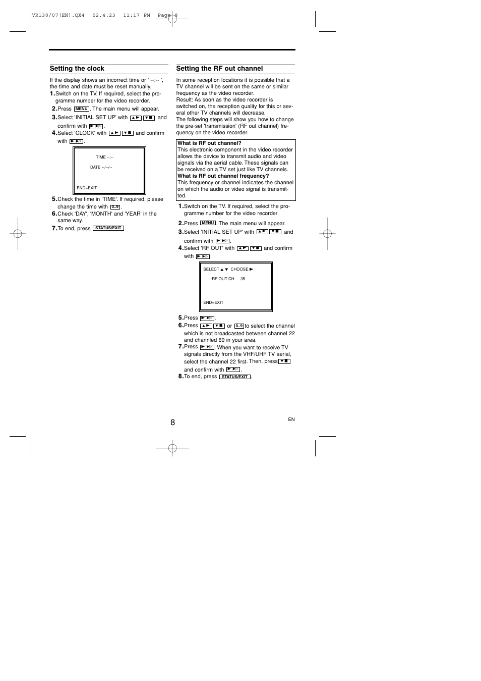 Philips VR130/07 User Manual | Page 8 / 16