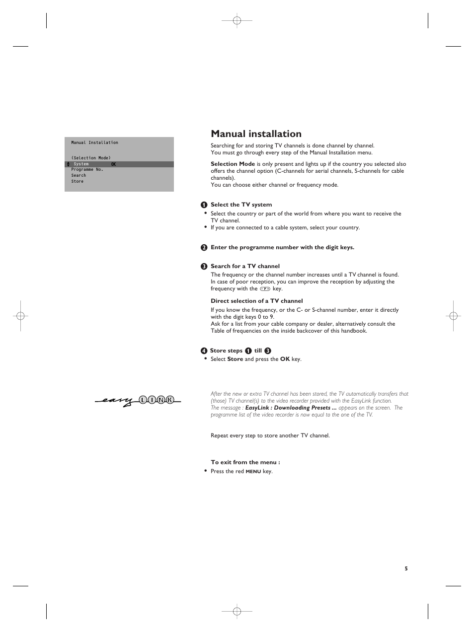 Manual installation | Philips TV Remote Control User Manual | Page 5 / 20