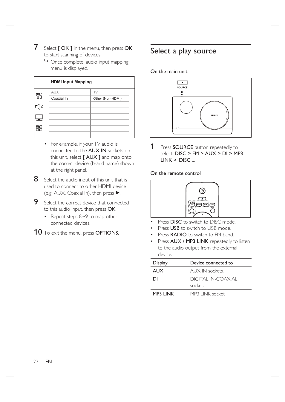 Select a play source | Philips HTS4600 User Manual | Page 22 / 46