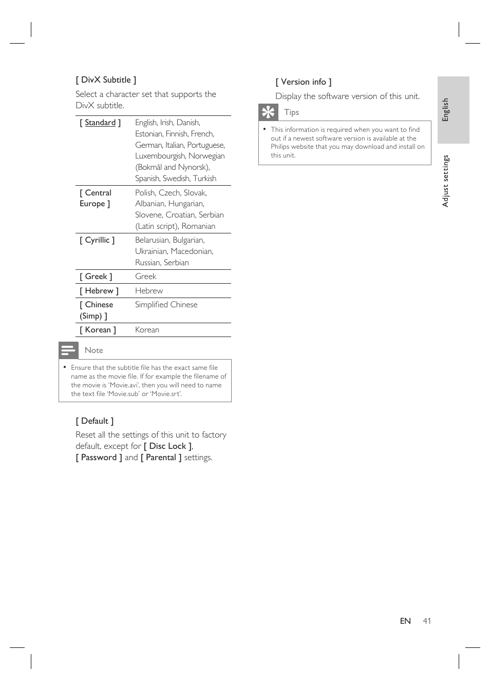 Philips HTS4600 User Manual | Page 41 / 46