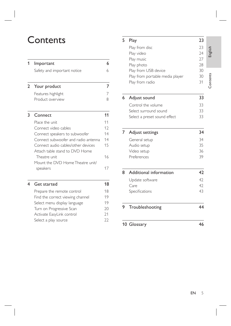 Philips HTS4600 User Manual | Page 5 / 46