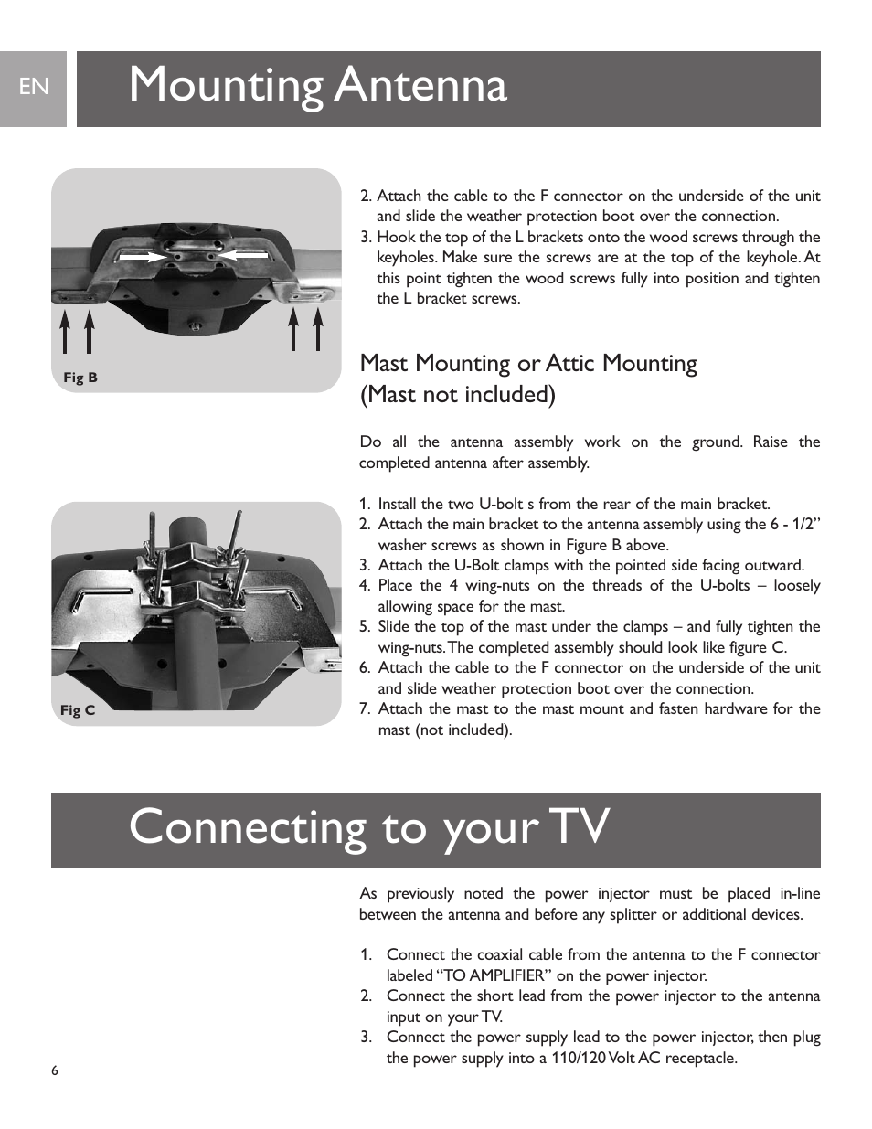 Mounting antenna, Connecting to your tv | Philips SDV2950/27 User Manual | Page 6 / 24
