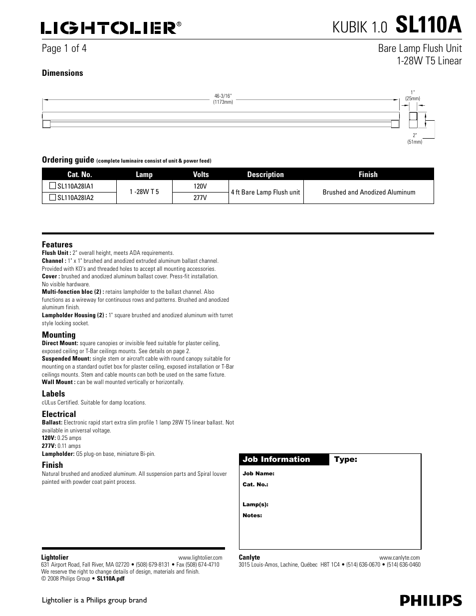 Philips KUBIK 1.0 SL110A User Manual | 4 pages