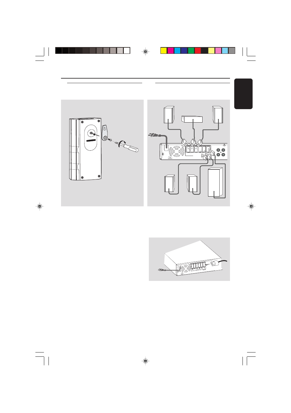 Conexiuni, Pasul 2: conectarea boxelor si subwoofer-ului, Pasul 1: configurarea boxelor | Atentie, Romana, Subwoofer | Philips 3600D User Manual | Page 17 / 49