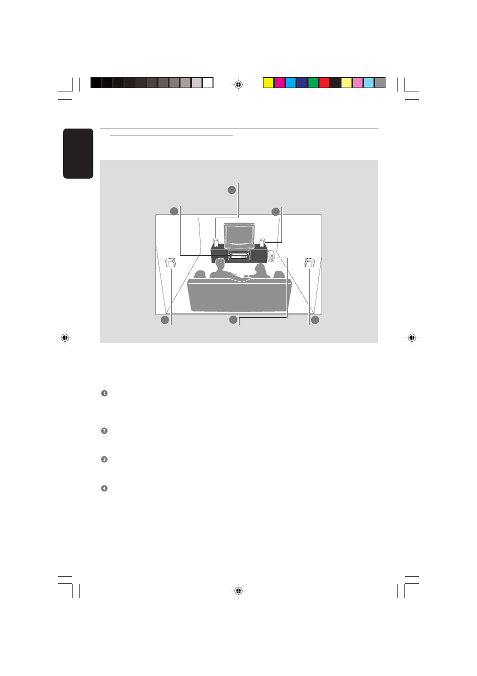 Conexiuni, Pasul 3: pozitionarea boxelor si subwooferului | Philips 3600D User Manual | Page 18 / 49