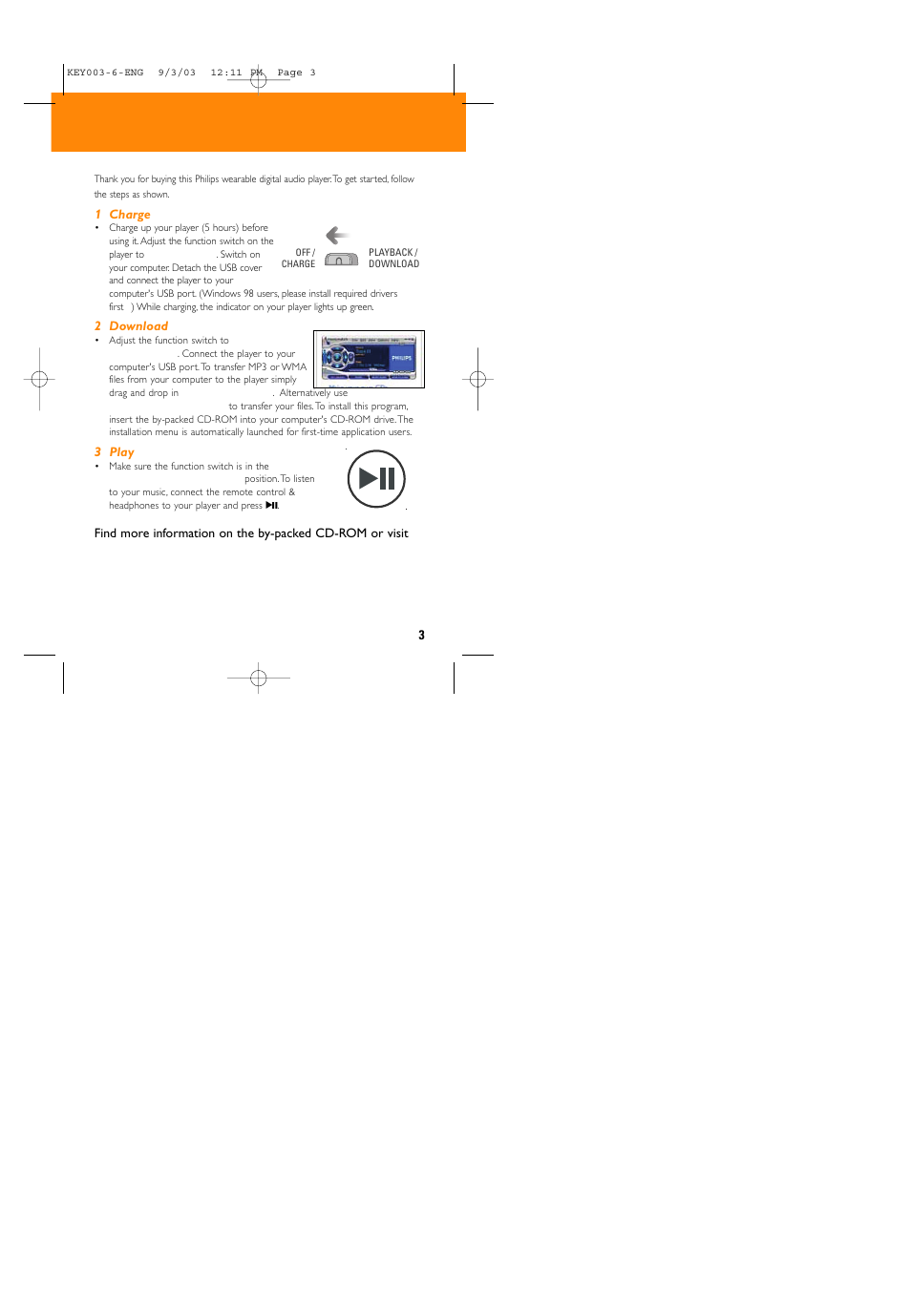 Quick start guide | Philips Audio Key Ring KEY003 User Manual | Page 3 / 27