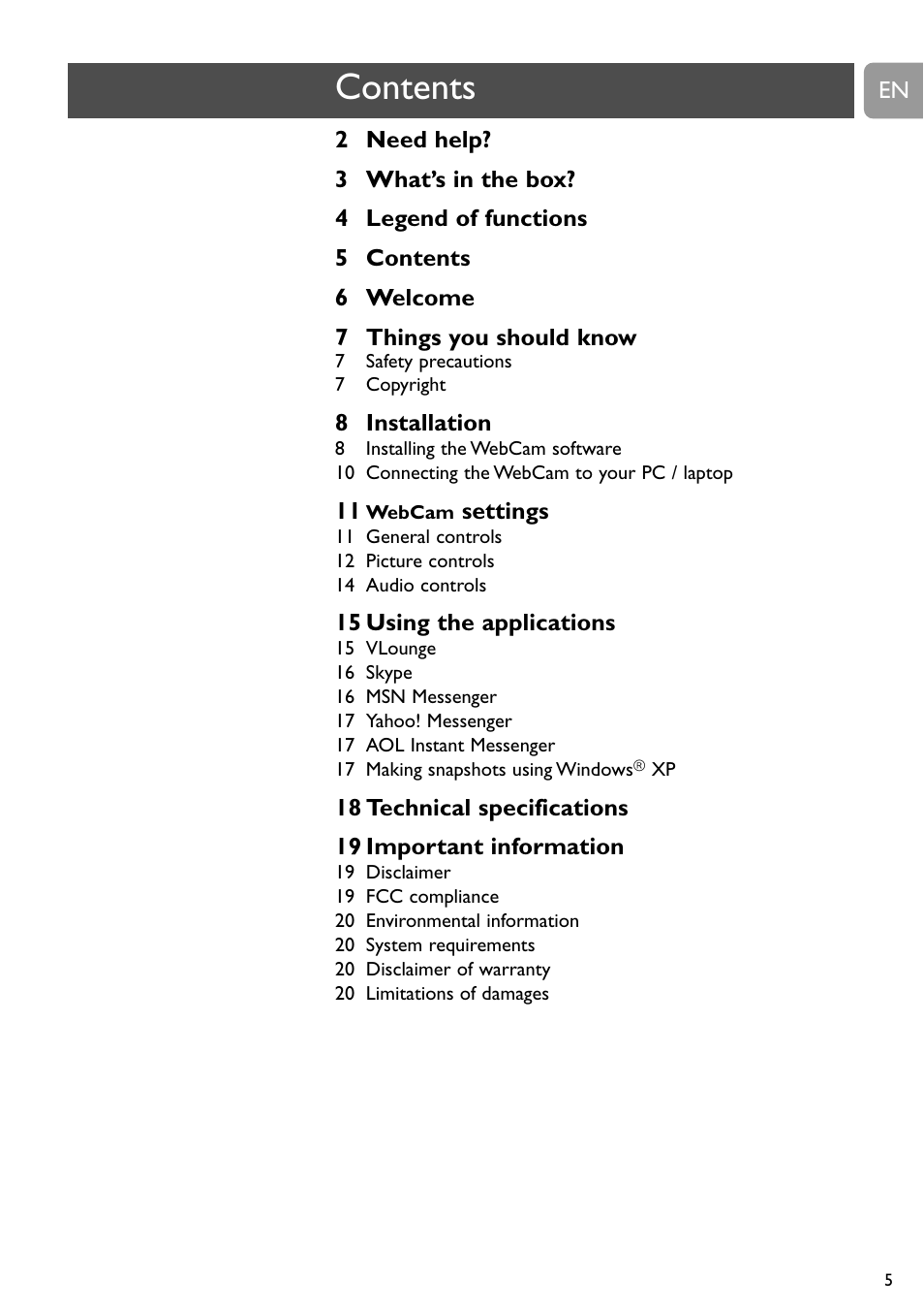 Philips SPC315NC User Manual | Page 5 / 21