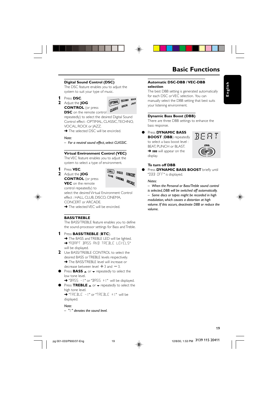 Basic functions | Philips FW-P900 User Manual | Page 19 / 33