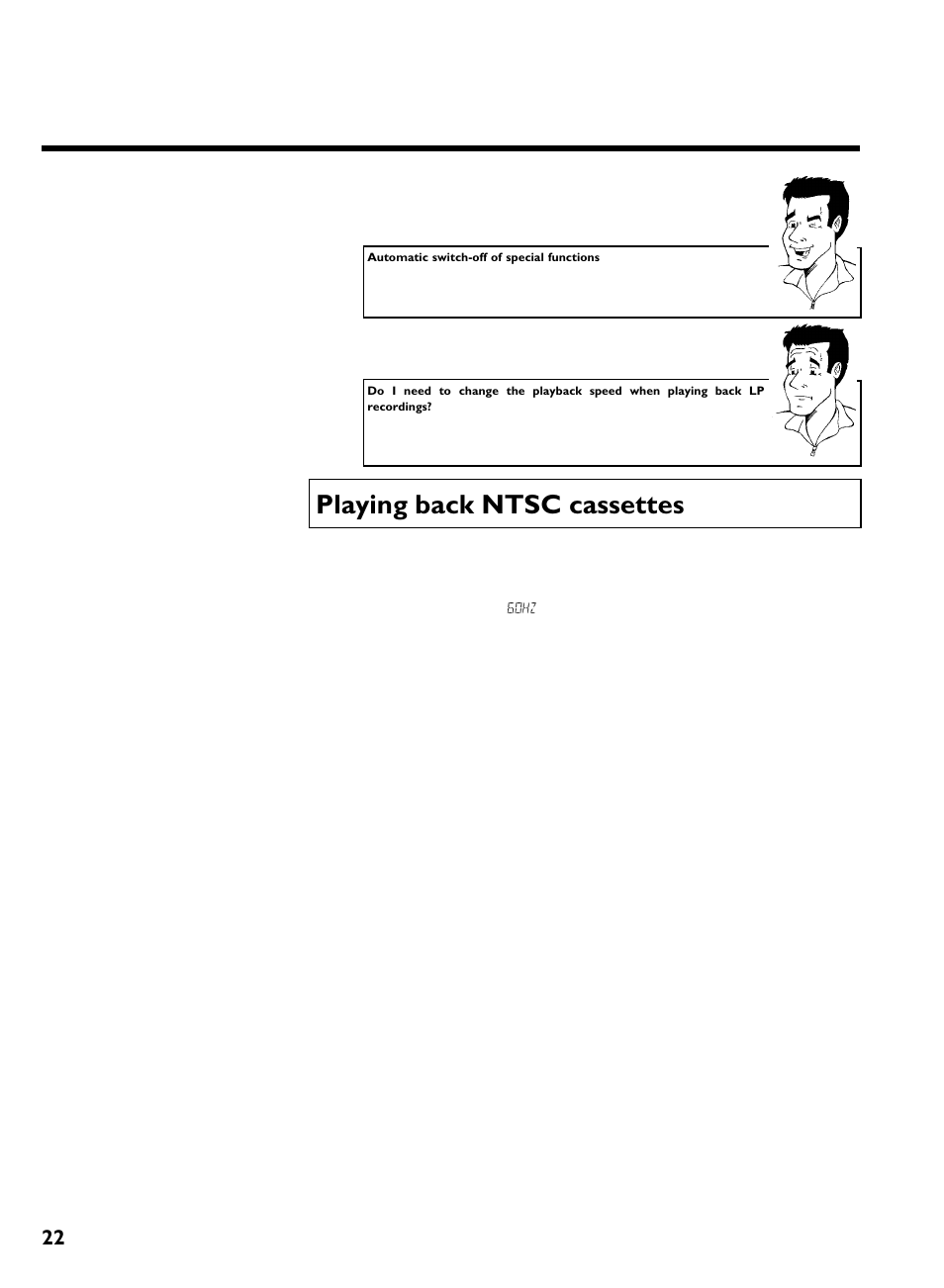 Playing back ntsc cassettes, Playback | Philips VCR VR 170/07 User Manual | Page 28 / 56