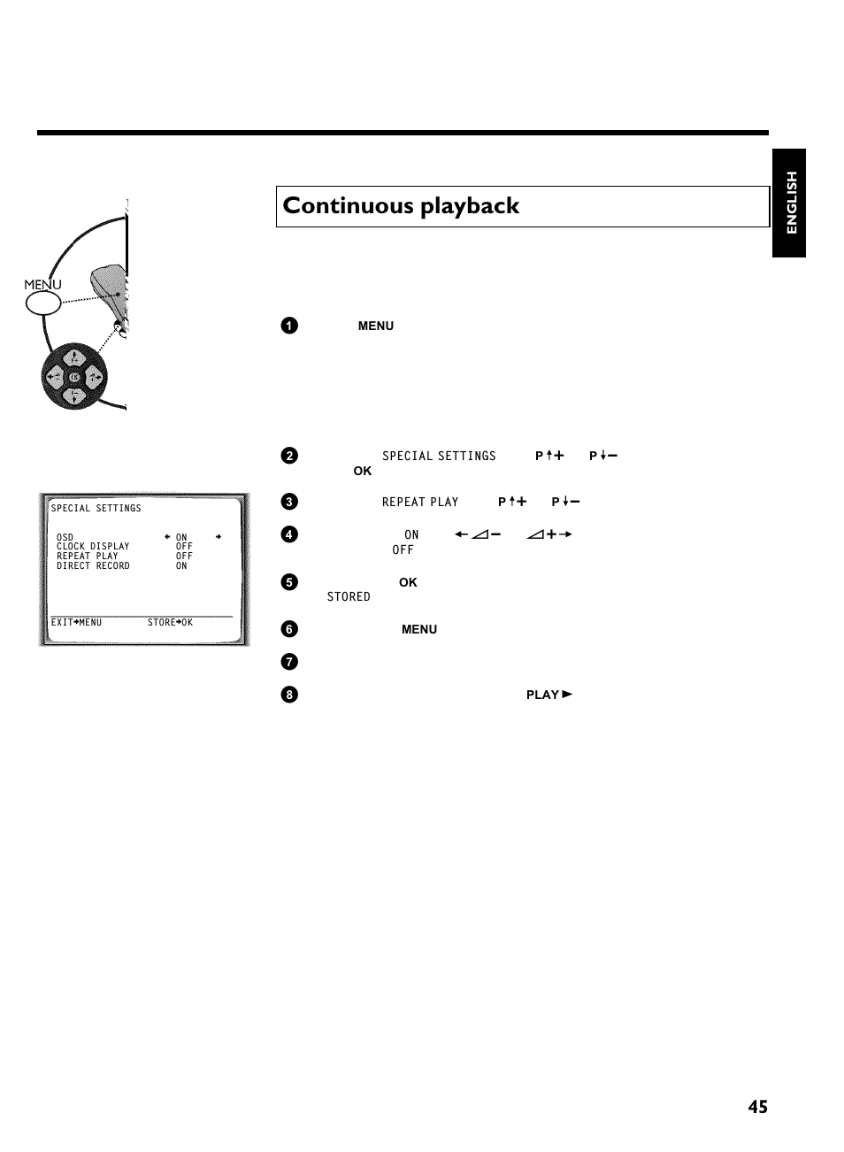 Continuous playback, Other functions | Philips VCR VR 170/07 User Manual | Page 51 / 56