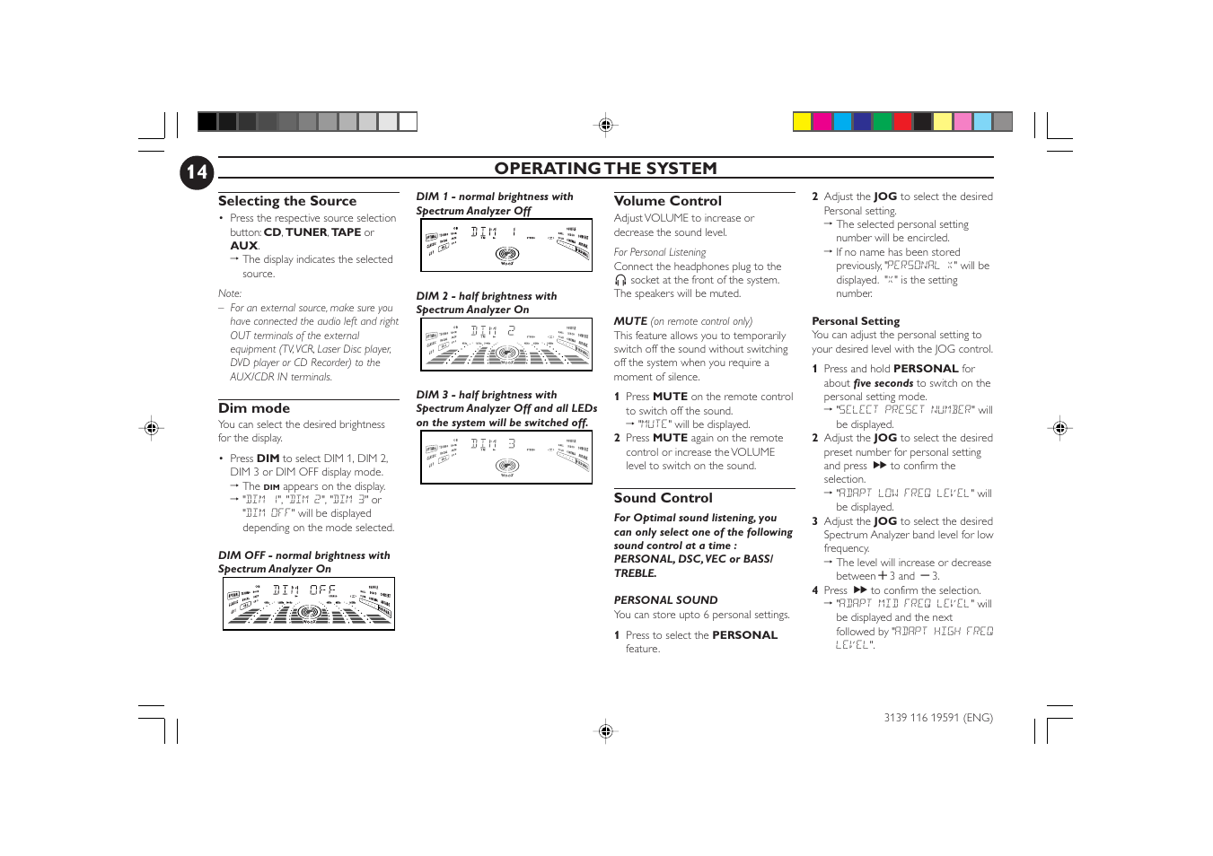 Operating the system | Philips FW-C85 User Manual | Page 14 / 30