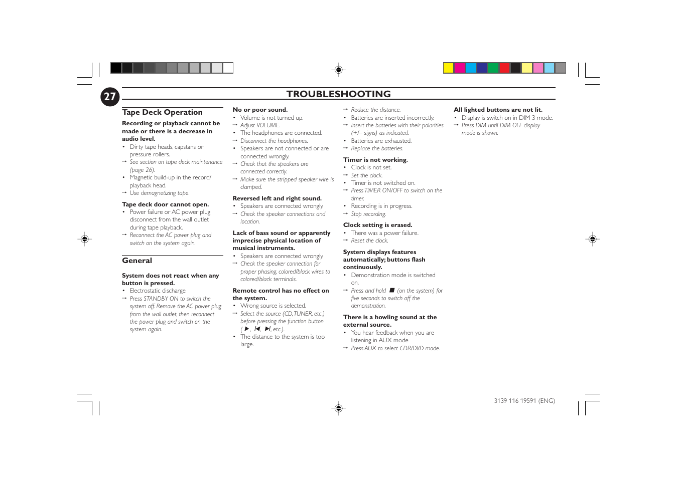 Troubleshooting | Philips FW-C85 User Manual | Page 27 / 30