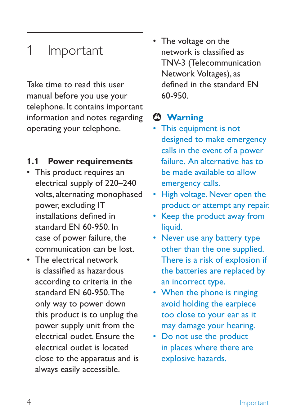 1 important | Philips SE245 User Manual | Page 6 / 56