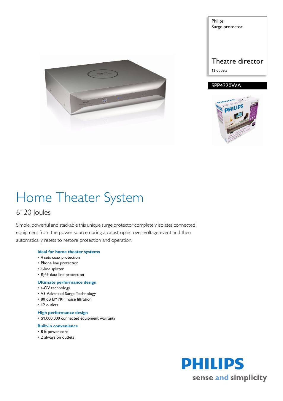 Philips SPP4220WA User Manual | 2 pages