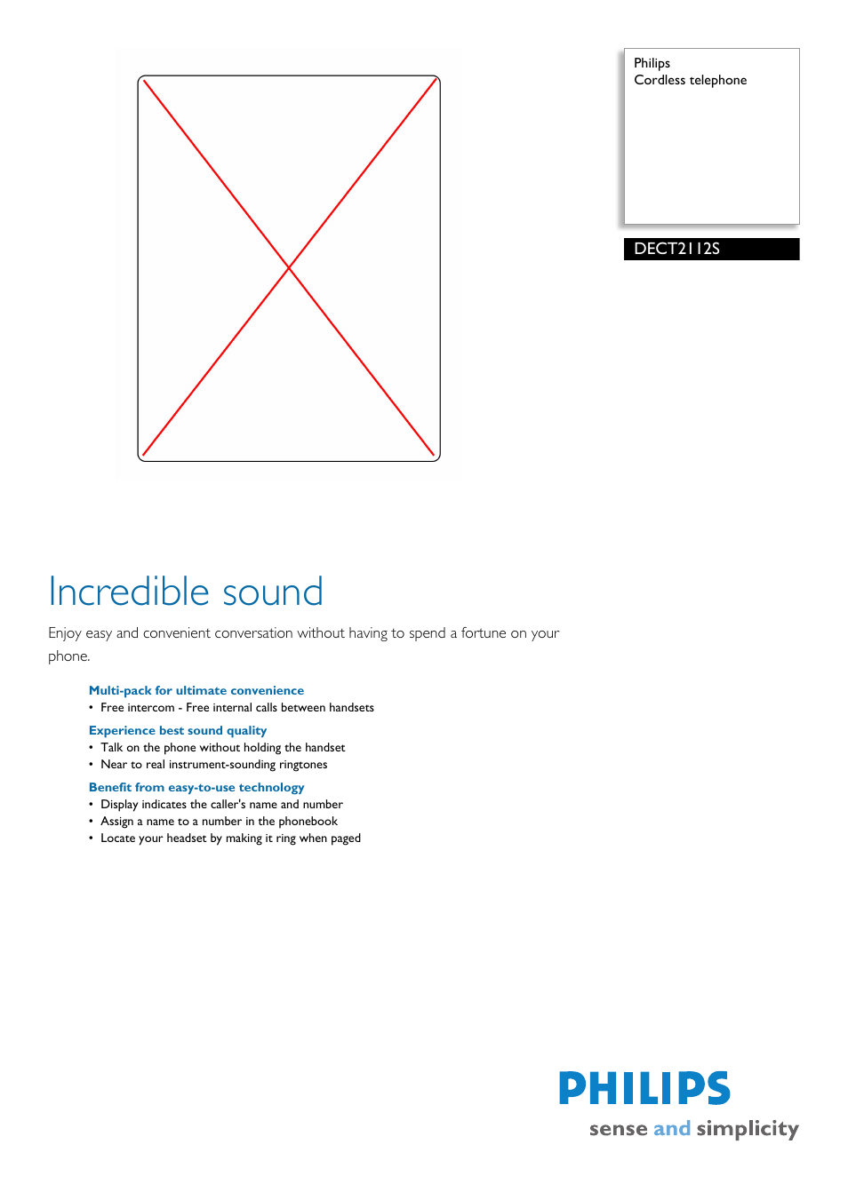 Philips DECT2112S EN User Manual | 2 pages