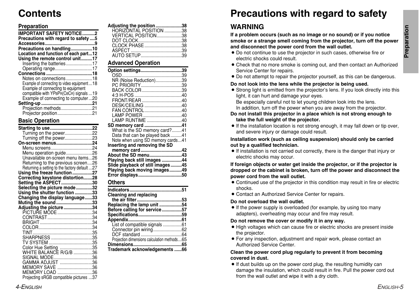 Panasonic PT-AE200U User Manual | Page 3 / 34