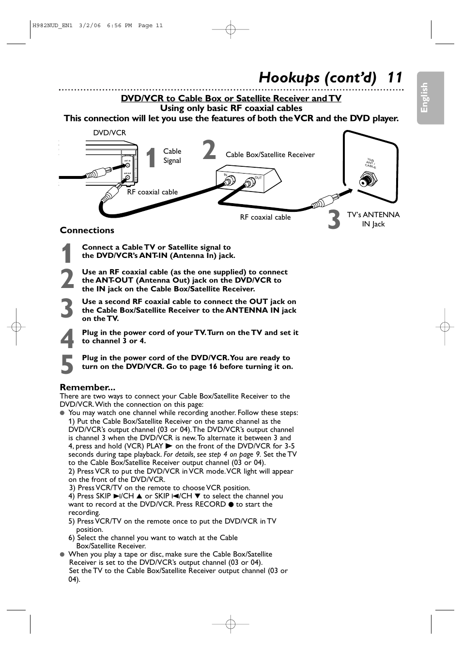 Hookups (cont’d) 11 | Philips H982NUD User Manual | Page 11 / 66