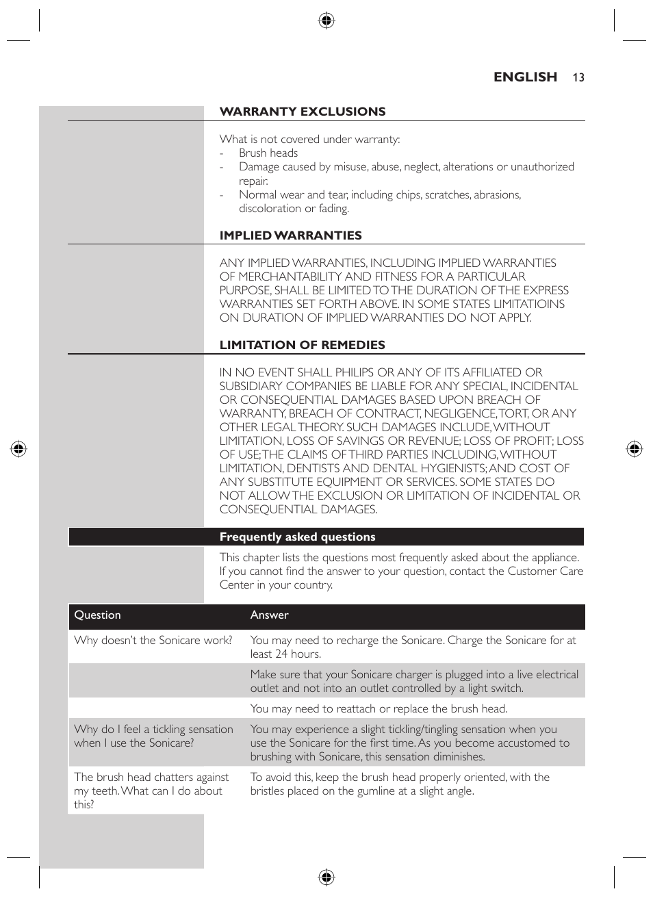 Philips SONICARE 700 SERIES User Manual | Page 13 / 16