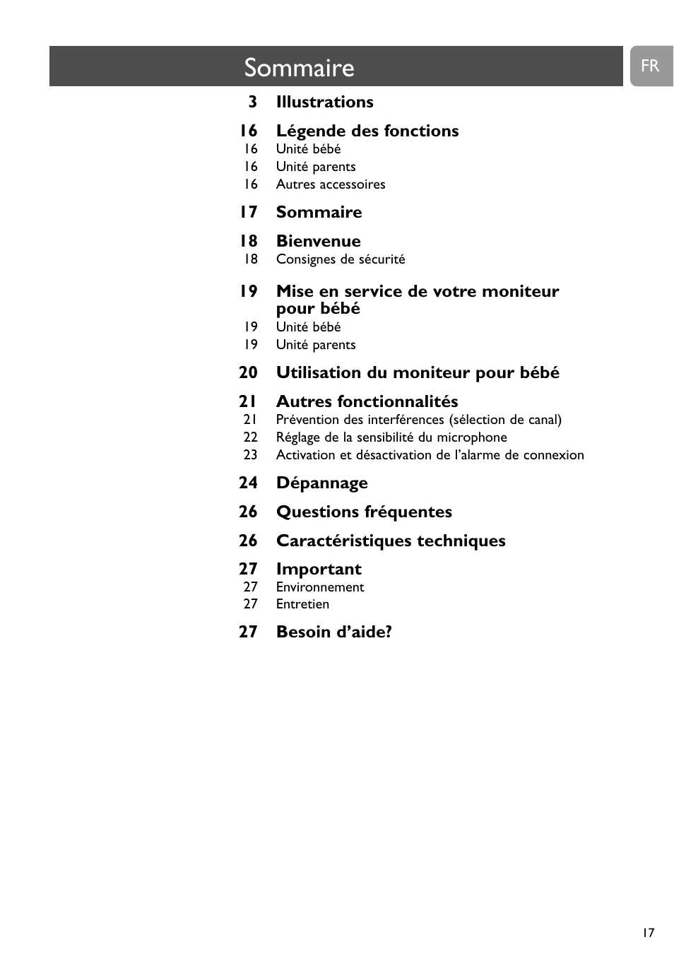 Sommaire | Philips SBC SC463 User Manual | Page 17 / 160