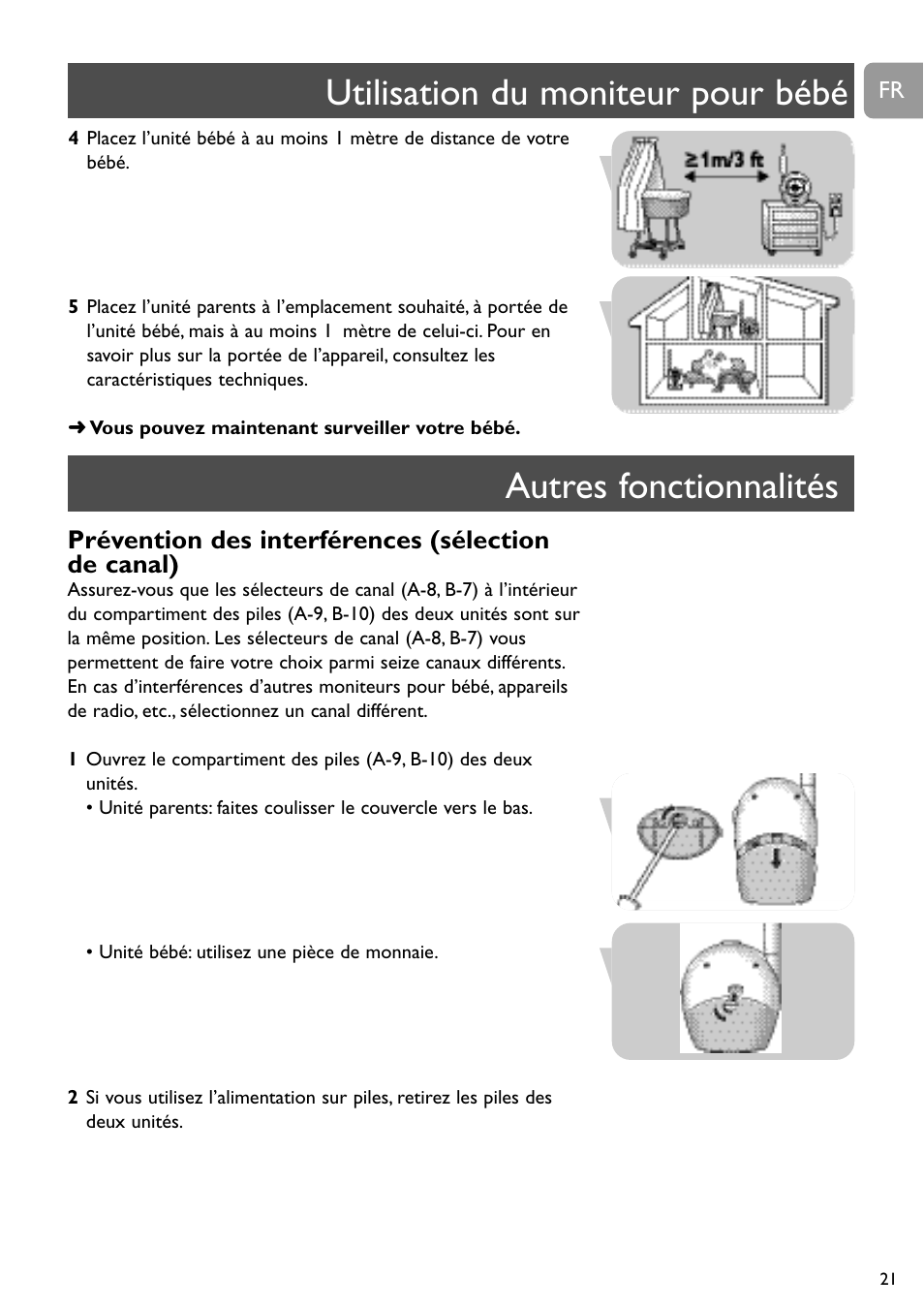 Prévention des interférences (sélection de canal) | Philips SBC SC463 User Manual | Page 21 / 160