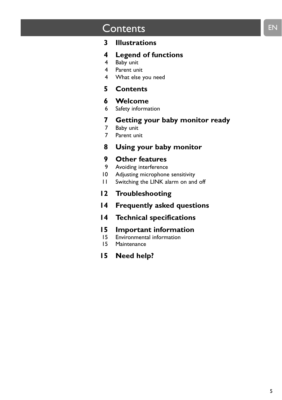 Philips SBC SC463 User Manual | Page 5 / 160