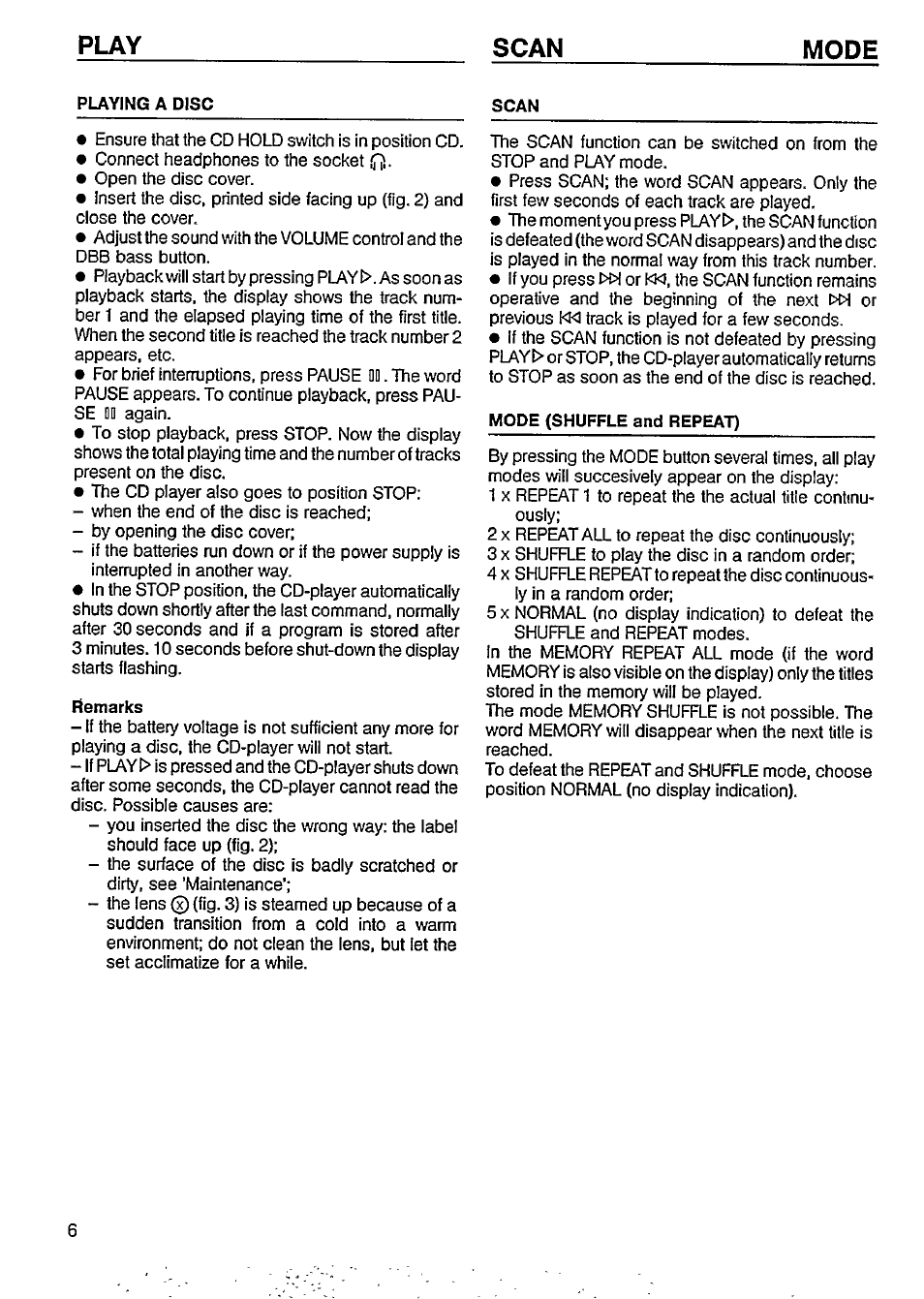 Play scan mode | Philips AZ 6892 User Manual | Page 6 / 10