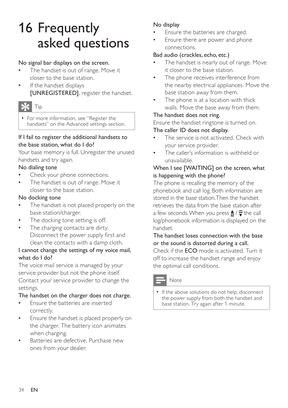 16 frequently asked questions | Philips SE171 User Manual | Page 34 / 36