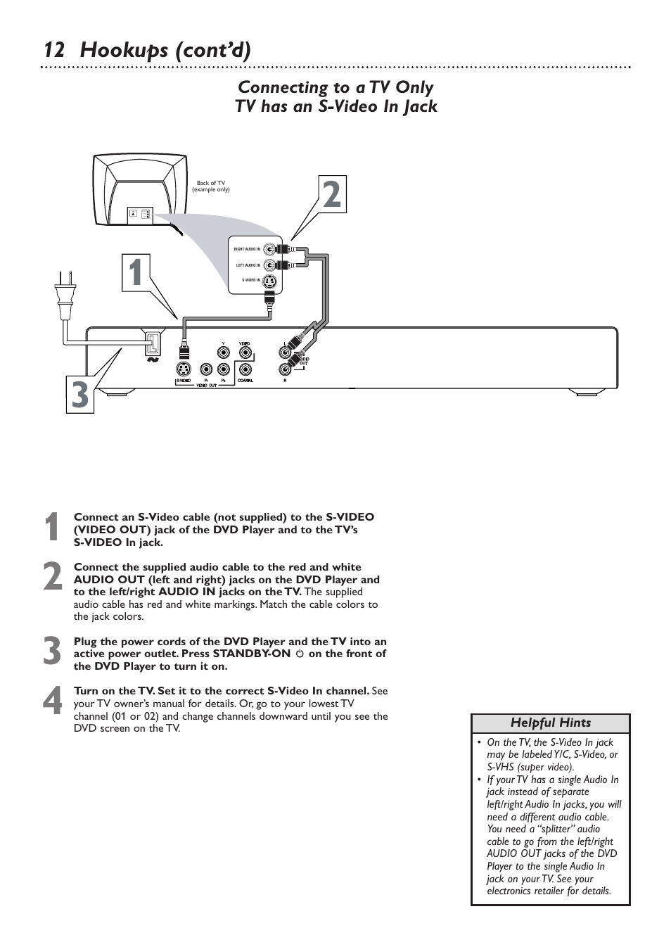 12 hookups (cont’d) | Philips DVD726 User Manual | Page 12 / 51