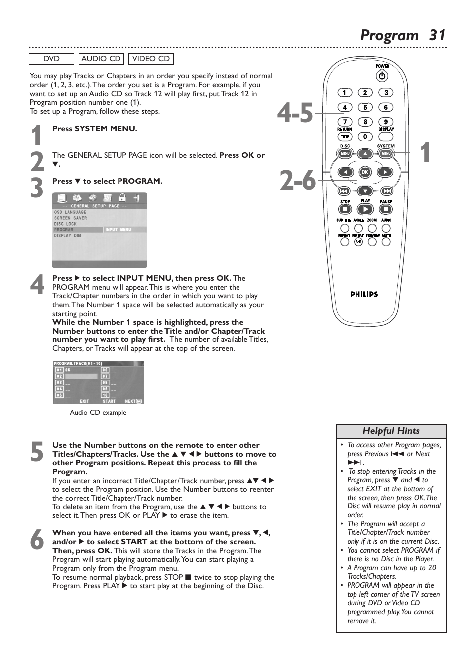 Program 31 | Philips DVD726 User Manual | Page 31 / 51