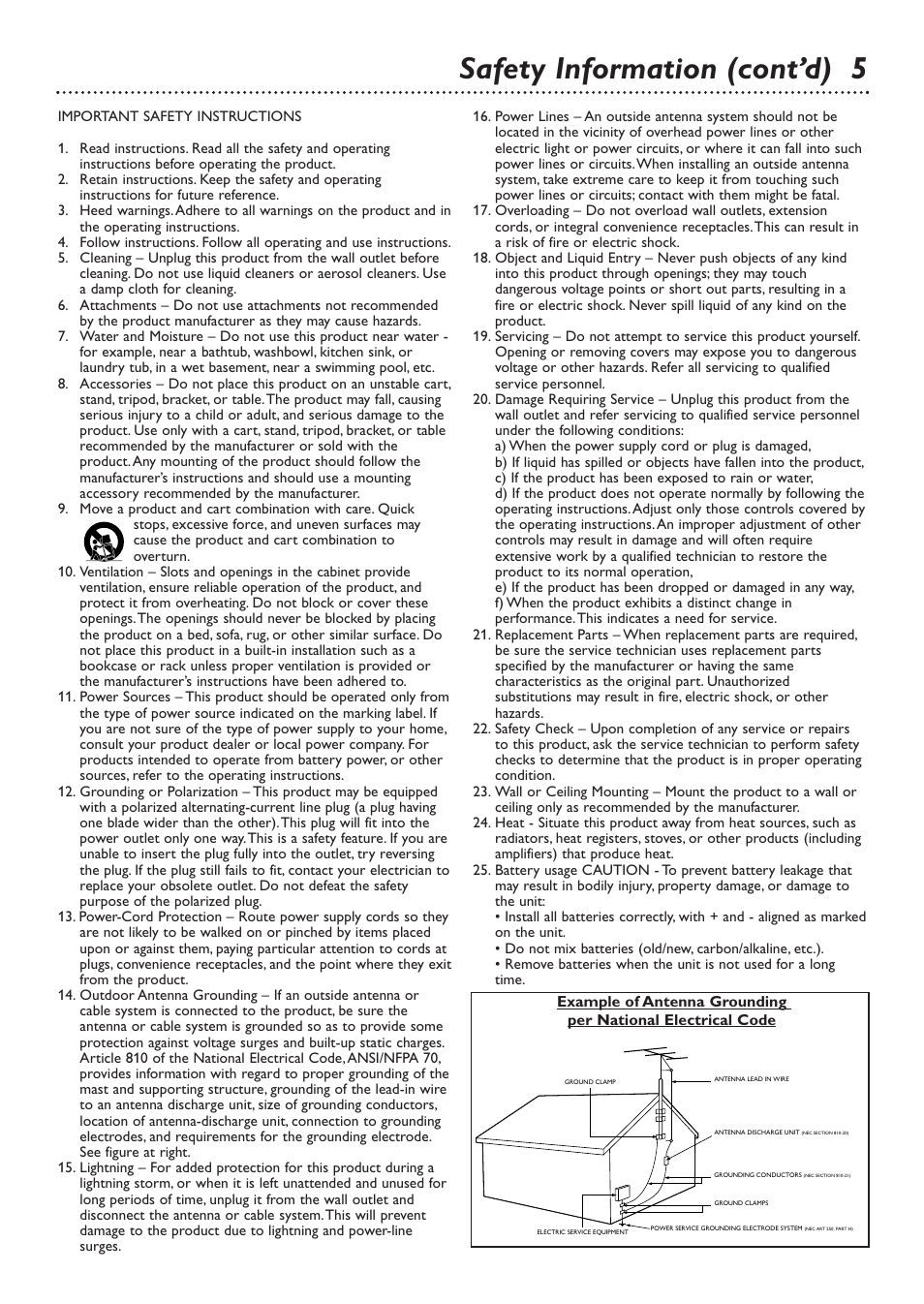 Safety information (cont’d) 5 | Philips DVD726 User Manual | Page 5 / 51