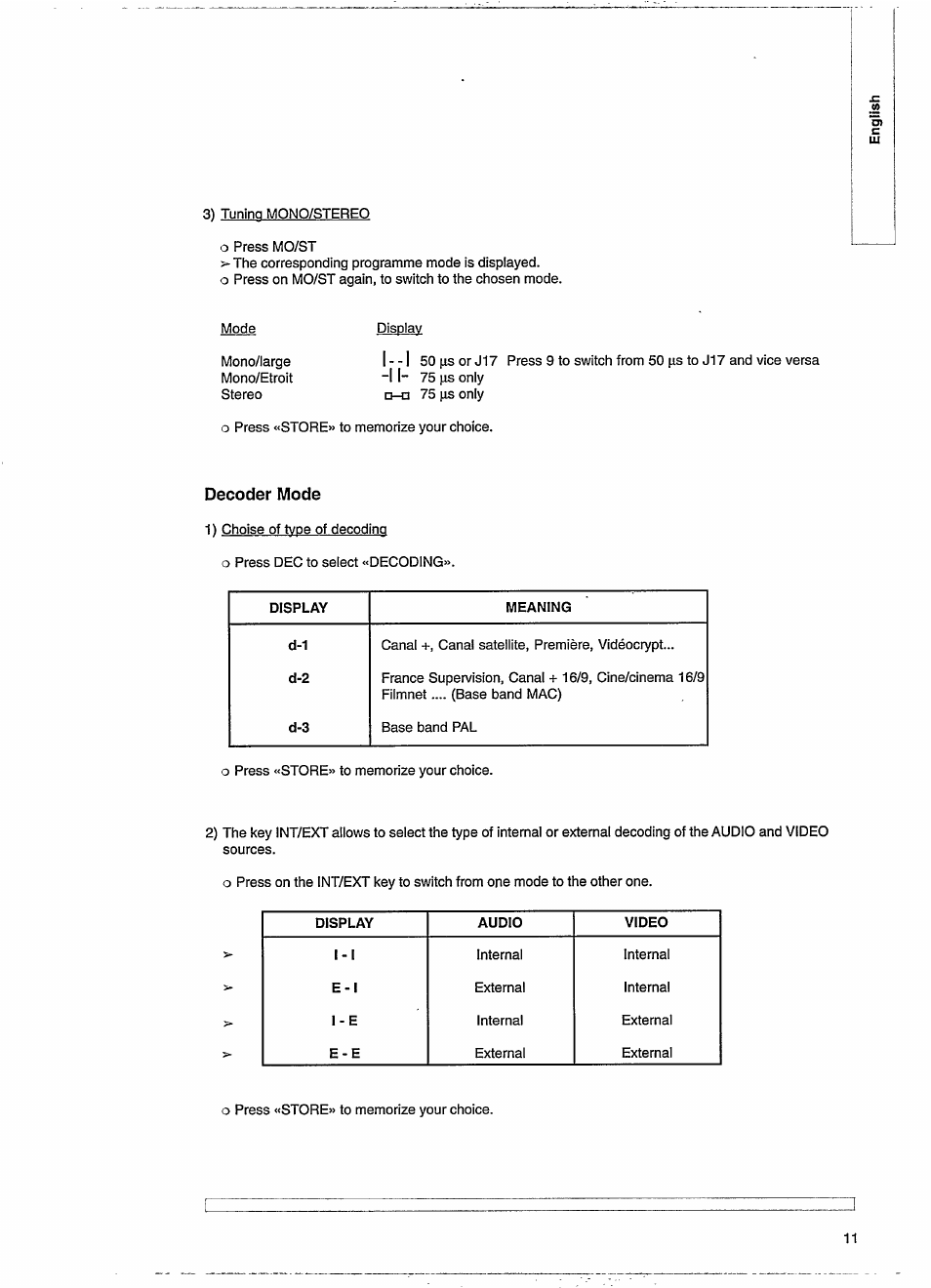 Decoder mode, I--i | Philips STU130A User Manual | Page 15 / 26