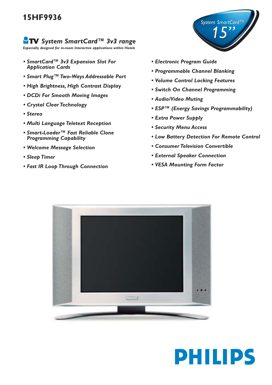 Philips 15HF9936 User Manual | 2 pages