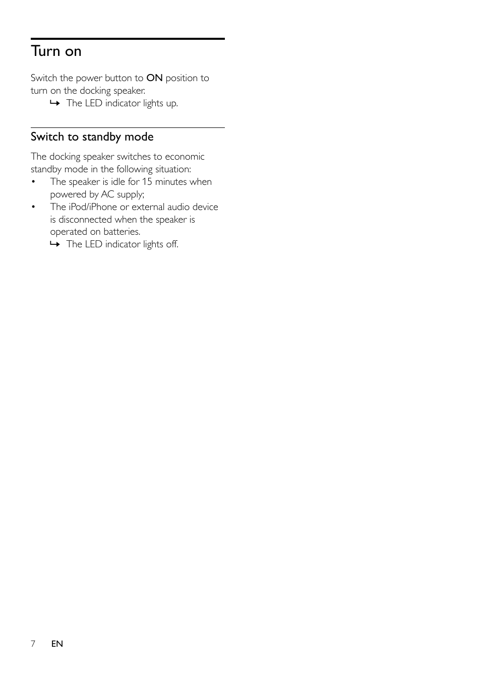 Turn on | Philips DS7530/05 User Manual | Page 7 / 13