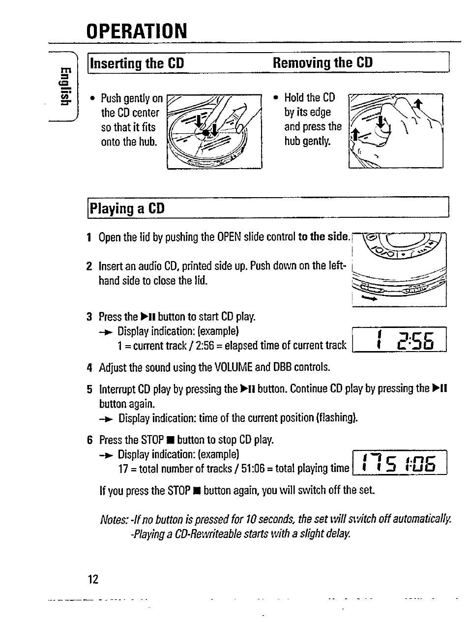 I i 5, Operation | Philips AZ 7595/00 User Manual | Page 12 / 23