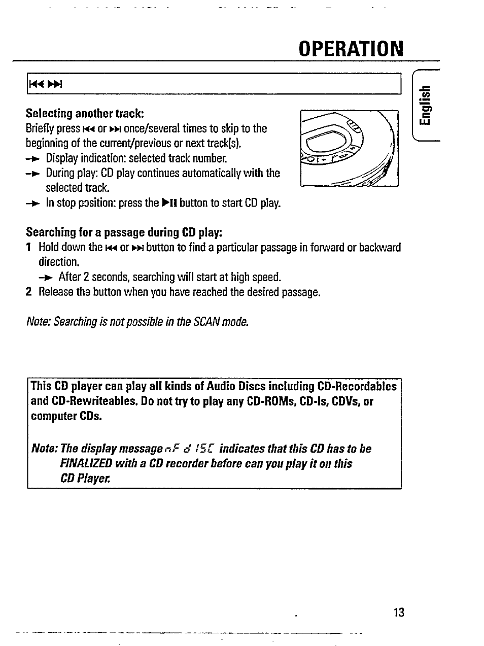 Operation | Philips AZ 7595/00 User Manual | Page 13 / 23