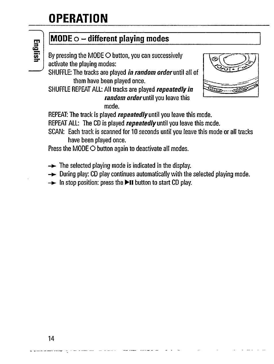 Operation | Philips AZ 7595/00 User Manual | Page 14 / 23