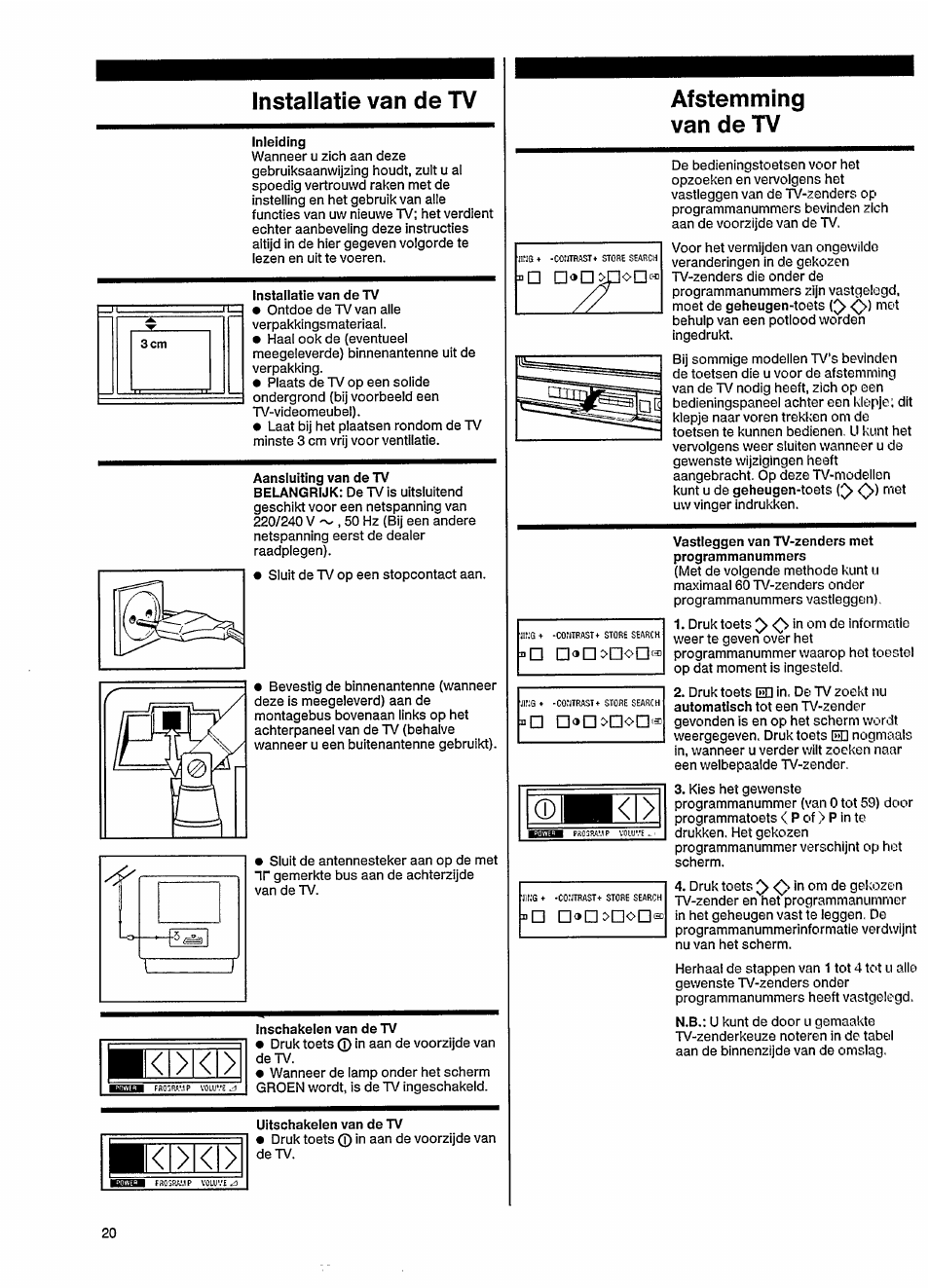 Installatie van de tv, Afstemming van de tv, Ki>ki | Philips 15GR2120 User Manual | Page 6 / 11