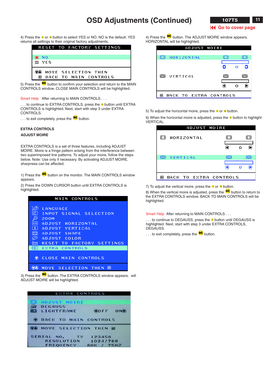 Osd adjustments (continued) | Philips V30 User Manual | Page 11 / 109