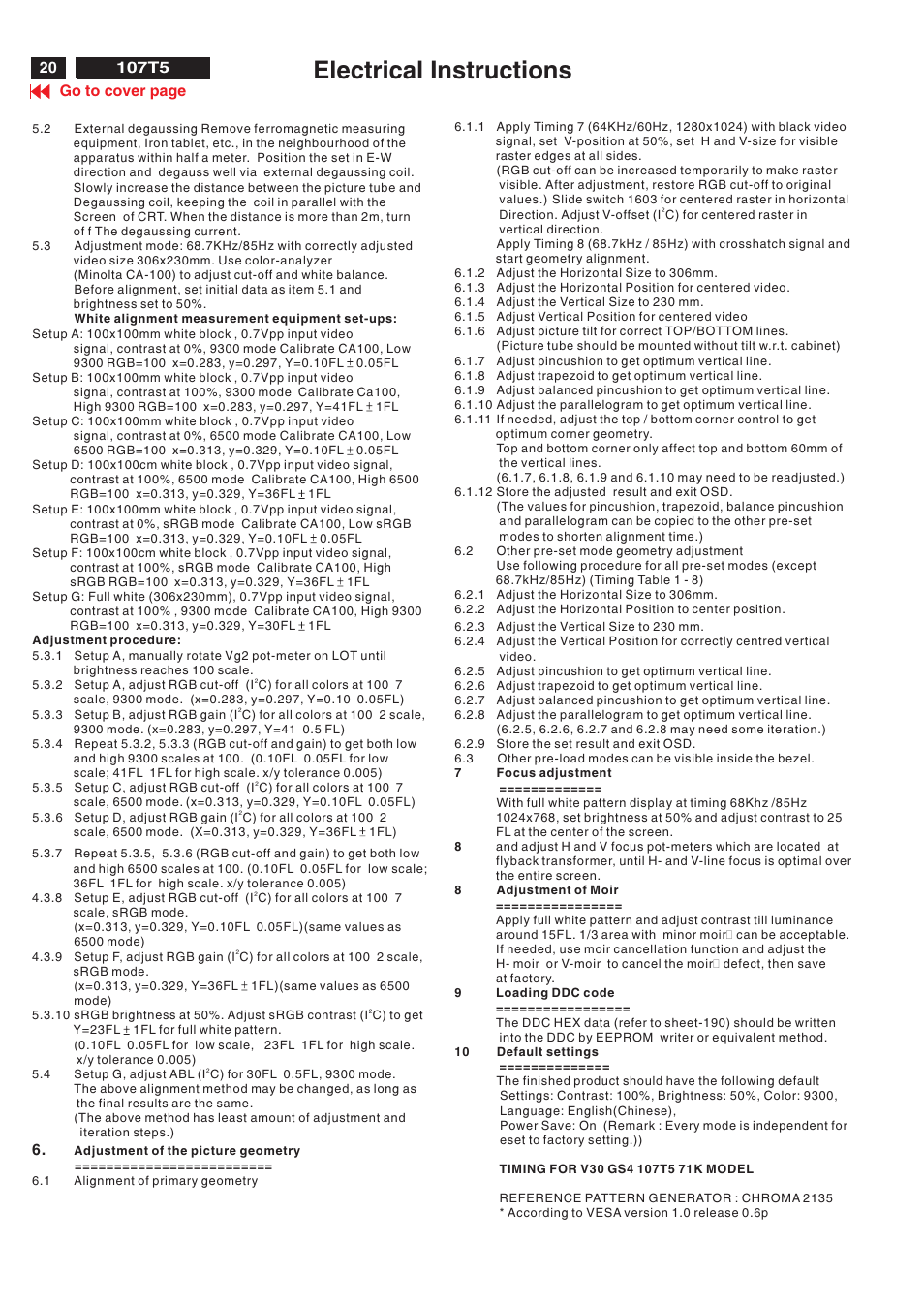 Electrical instructions | Philips V30 User Manual | Page 20 / 109