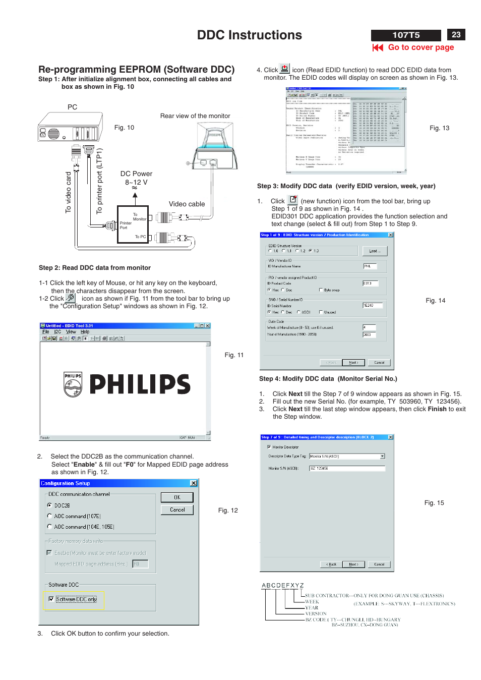 Ddc instructions, Re-programming eeprom (software ddc) | Philips V30 User Manual | Page 23 / 109