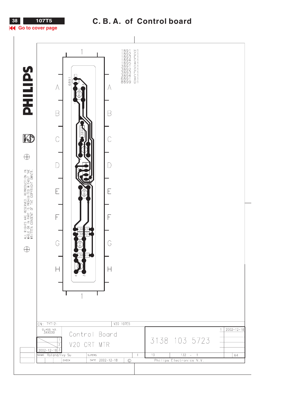C. b. a. of control board | Philips V30 User Manual | Page 38 / 109